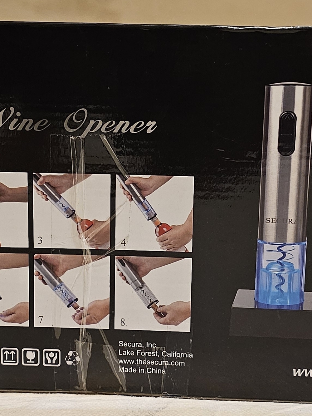 Stainless Steel Electric Wine Opener with Blue Accents